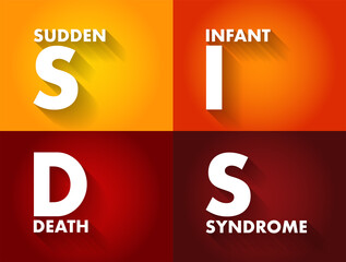 SIDS Sudden Infant Death Syndrome - sudden unexplained death of a child of less than one year of age, acronym text concept background - obrazy, fototapety, plakaty