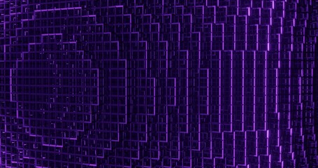 Abstract black background geometric construction glow purple neon 3d render