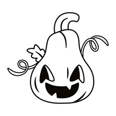 Isolated scary pumpkin with hat Halloween icon Vector
