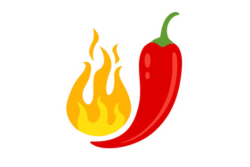 Vector icon of red chilli pepper. Extra spicy food.