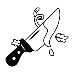 ISolated knife with blood Halloween icon Vector