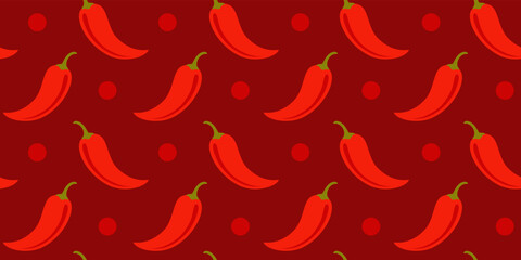 Vector seamless pattern of chilli pepper in vintage style