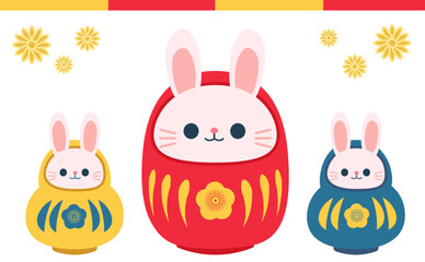 うさぎデザインのダルマイラスト