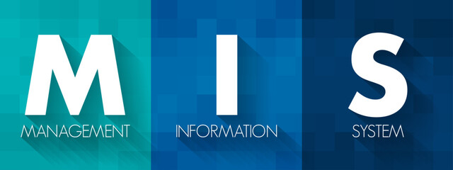 MIS Management Information System - study of people, technology, organizations, and the relationships among them, acronym text concept background © dizain