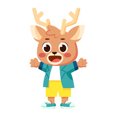 Isolated happy male reindeer character Vector