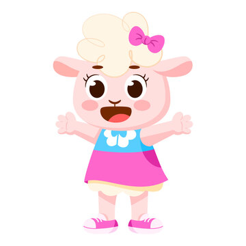 Isolated happy female sheep character Vector