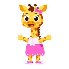 Isolated happy female giraffe character Vector