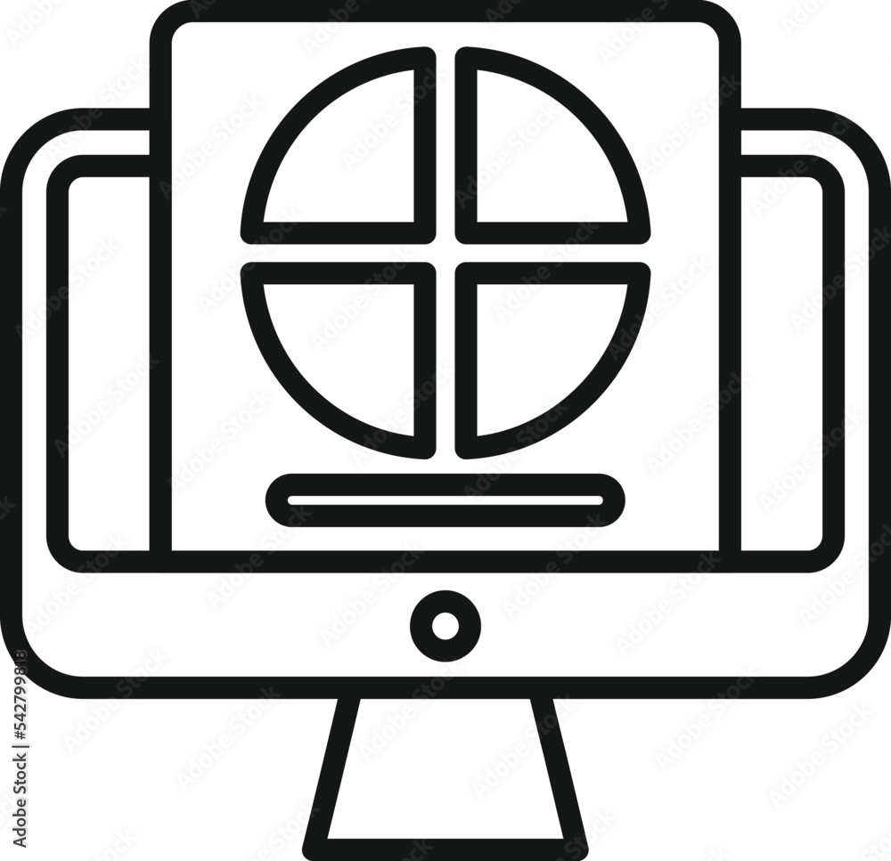 Poster segment chart icon outline vector. market target. business share