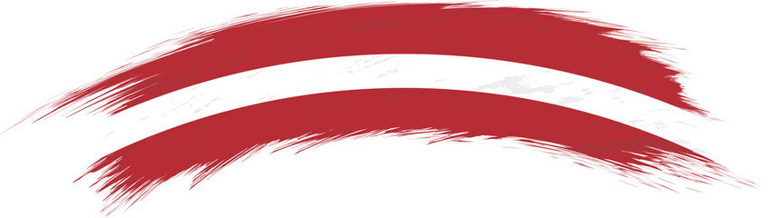Flag of Latvia in rounded grunge brush stroke. - obrazy, fototapety, plakaty