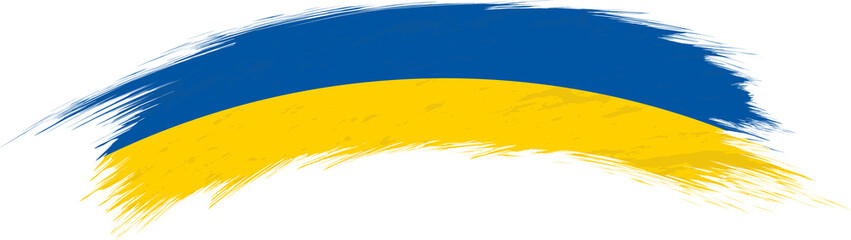 Flag of Ukraine in rounded grunge brush stroke.