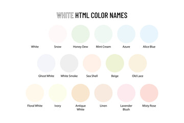 White HTML color names supported by modern browsers