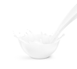 Realistic crown milk splashes with drops. Vector illustration isolated on white background. Ready to use for your design. EPS 10.