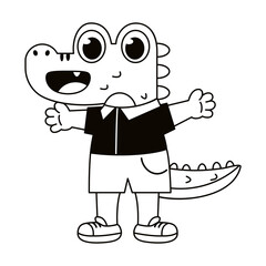 Isolated happy male cocodrile character Vector