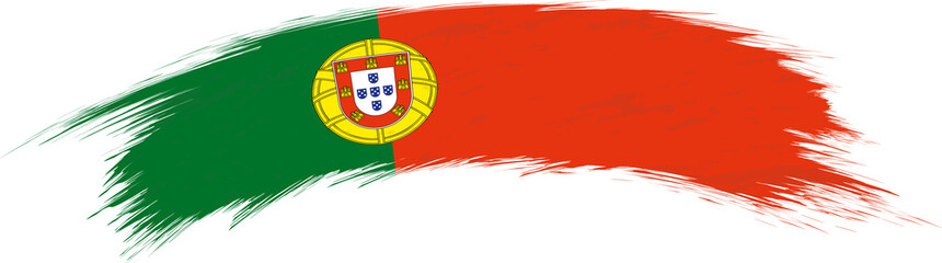 Flag of Portugal in rounded grunge brush stroke. - obrazy, fototapety, plakaty