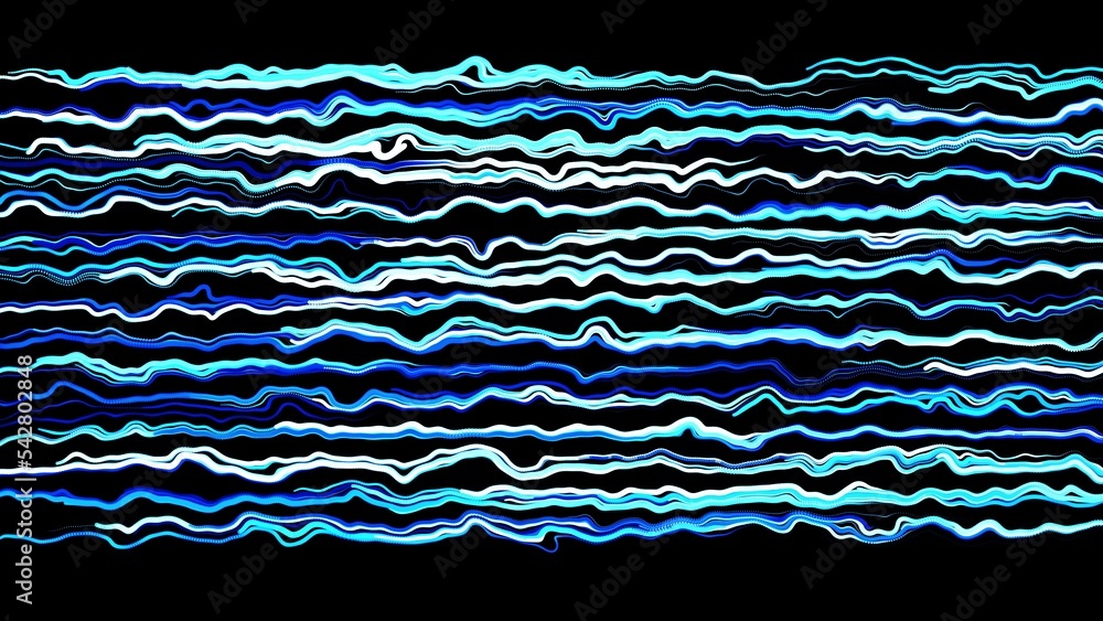 Poster 3d render. abstract creative background with curled lines like blue trails on surface. lines form sw