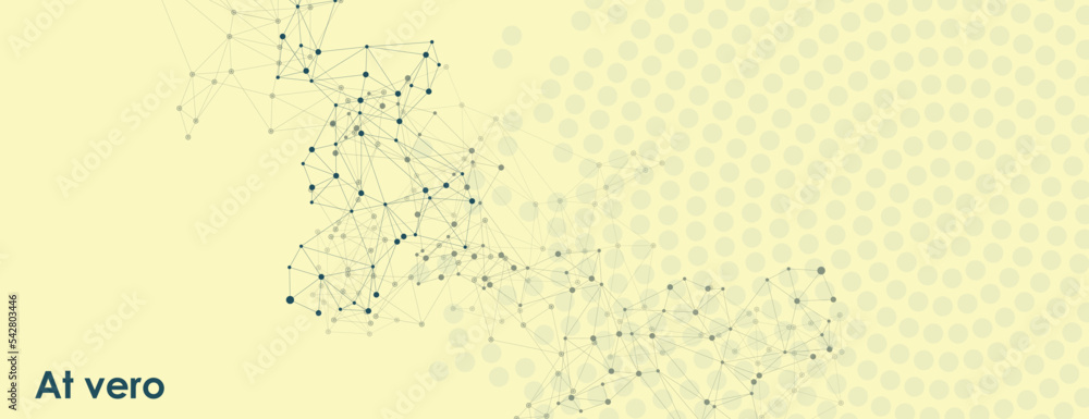 Poster Business network design. Abstract pattern texture. Connection dots and lines on yellow background. Science and technology vector illustration