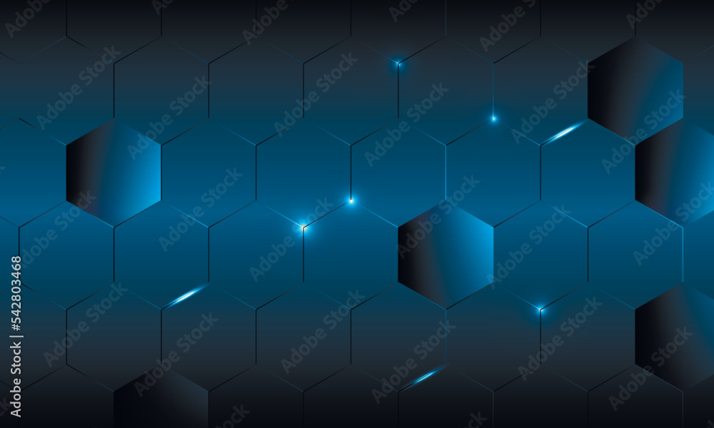 Poster light glow blue background. medical and technology and science concept. abstract hexagonal pattern. 