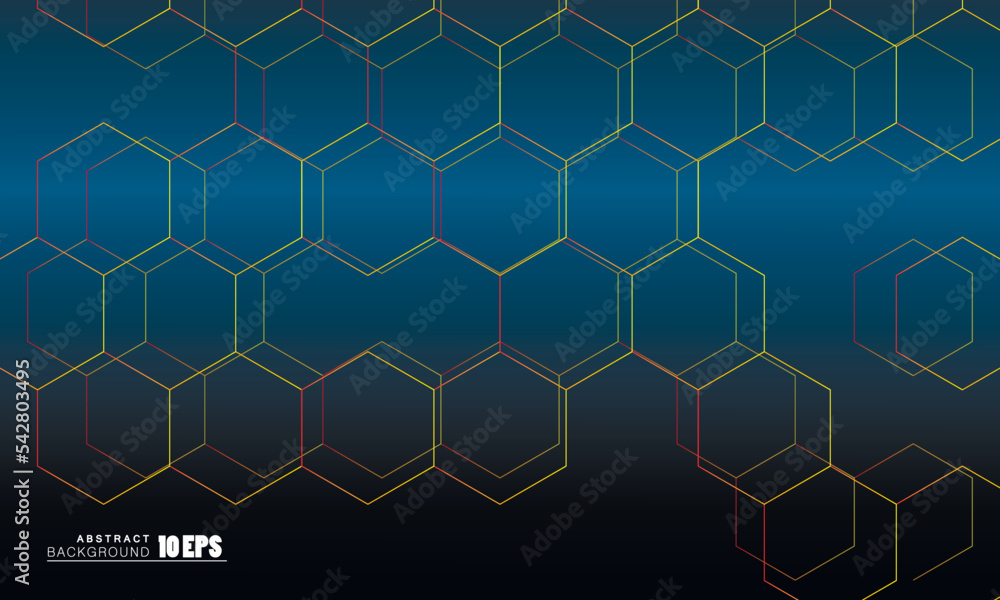 Poster Light glow blue background. Medical and technology and science concept. Abstract hexagonal pattern. Vector illustration