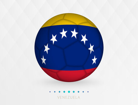 Football ball with Venezuela flag pattern, soccer ball with flag of Venezuela national team.