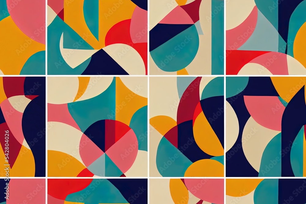 Poster set of three seamless trendy summer patterns. hand drawn colorful abstract illustrations. creative c