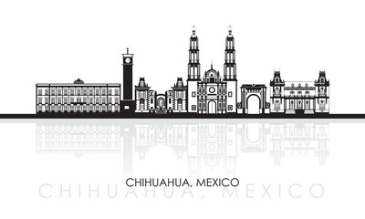 Silhouette Skyline panorama of city of Chihuahua, Mexico - vector illustration