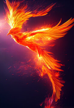 concept art illustration of rebirth of phoenix firebird