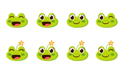 Set of cute happy frog avatar characters Vector