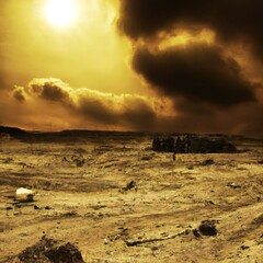 Apocalyptic wasteland after a nuclear apocalypse