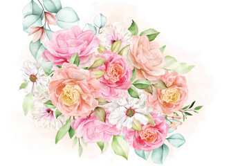 Obraz na płótnie Canvas hand drawn watercolor floral background card set
