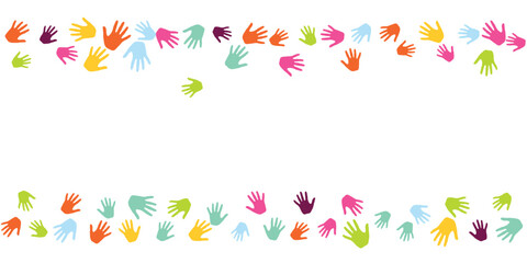 Creative kids handprints preschool education concept background