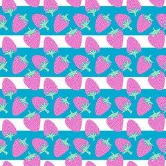 Cartoon fruit polka dots seamless strawberry pattern for summer fabrics and linens and wrapping paper