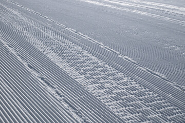 graphic pattern of a freshly groomed ski slope