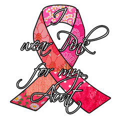 I wear Pink for my Aunt Pink Retro Breast Cancer Awareness Ribbon