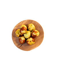organic ginjols in the wooden bowl - Ziziphus jujuba