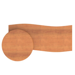 3d rendering illustration of a desk with circular shelf