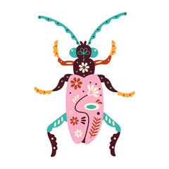 Isolated neutral colored cockroach bug with patterns Vector