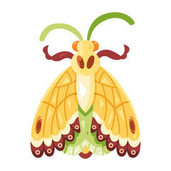 Isolated colored moth icon with details Vector