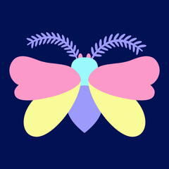 Isolated pastry colored moth icon Vector