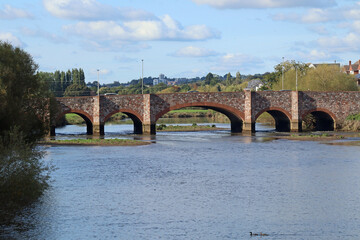 The five arches of the road bridge across the River Exe estuary near Countess Wear in Exeter
