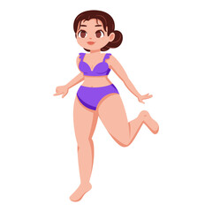 Isolated happy colored plus size model character Vector