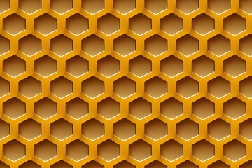 Yellow orange beehive background. Honeycomb bees hive cells pattern. Bee honey shapes. 2d illustrated geometric seamless texture symbol. Hexagon hexagonal raster mosaic cell sign or icon. Gradation