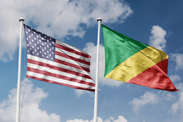 3D illustration, United States and Congo alliance and meeting, cooperation of states.