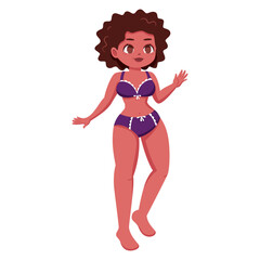 Isolated happy colored plus size model character Vector