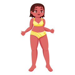 Isolated happy colored plus size model character Vector