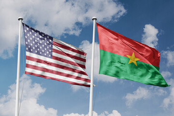 3D illustration, United States and Burkina Faso alliance and meeting, cooperation of states.
