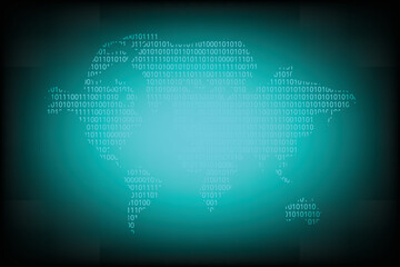 Fototapeta premium blue network light code of world map and data security abstract technology background 