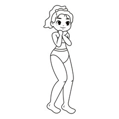 Isolated happy plus size model character Vector
