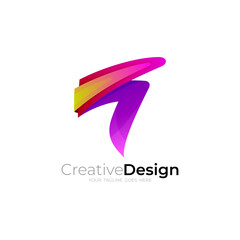 Fototapeta na wymiar Letter T logo design vector, simple design company, 3d style