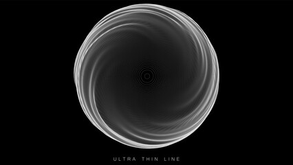 Distorted line spheres. Vector thin line glitch geometry.