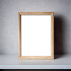 White Picture Frame Mockup on Table with Modern Gray Background - Frame has 9x12 (3:4 ratio) opening	